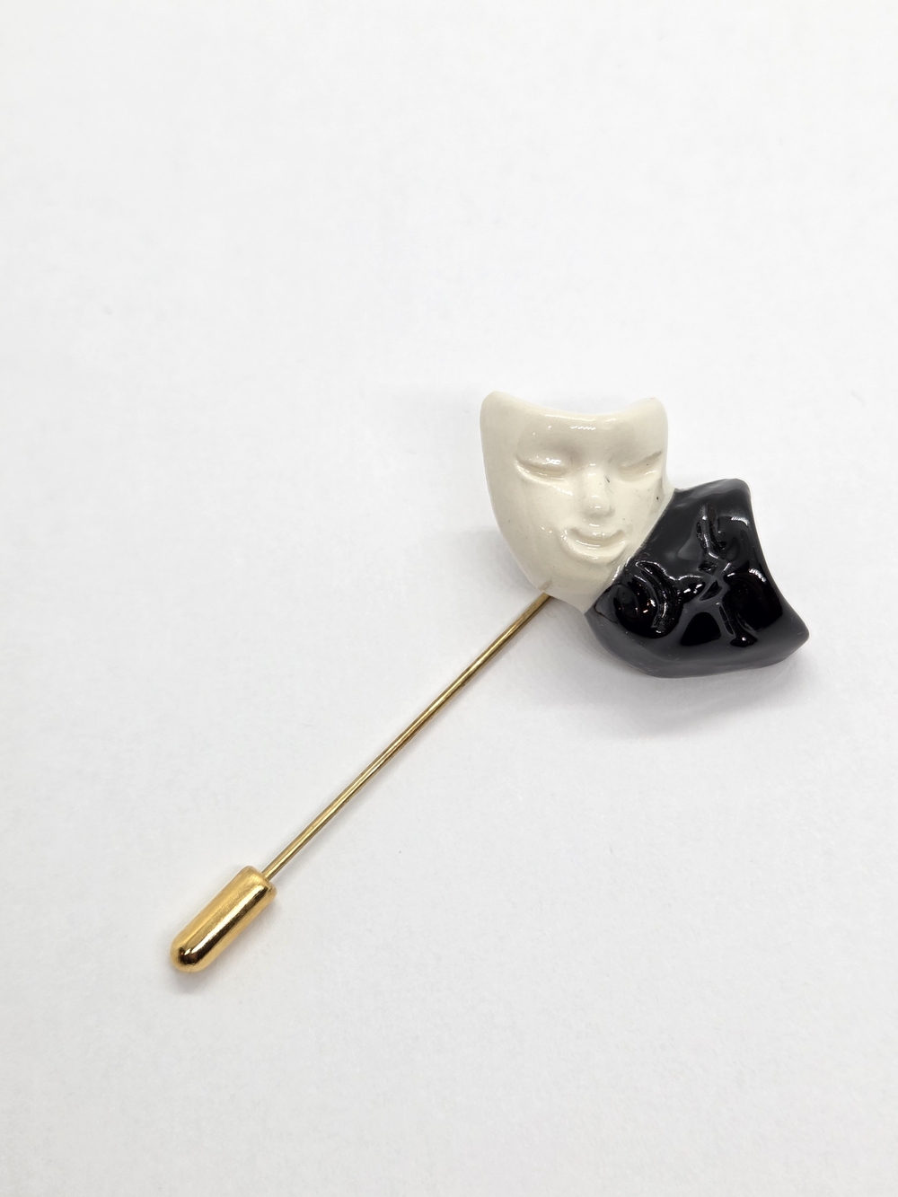 Vintage Fancy Faces Porcelain Theater Mask Stick Pin